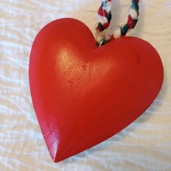 Handmade Christmas Pendant Necklaces Santa and Winter Patchwork Painted Heart - Picture 5 of 6